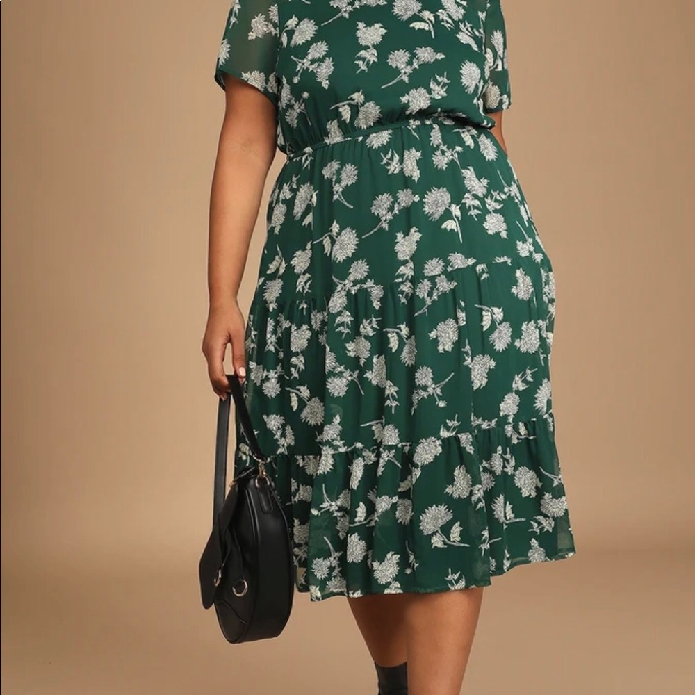 Green Floral Midi Dress
